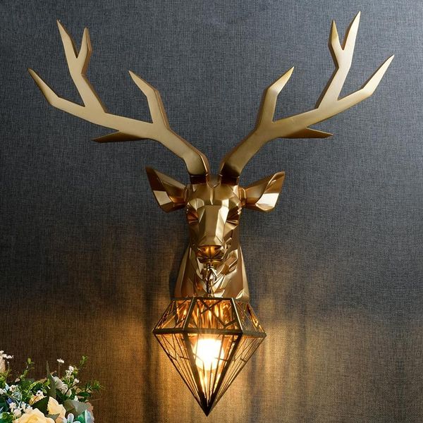 

modern resin antler wall lamp nordic light retro deer living room bedroom sconce home indoor vanity