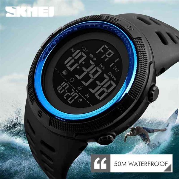 SKMEI Orologi da uomo impermeabili New Fashion Casual LED Orologio sportivo digitale da esterno da uomo Orologi da polso multifunzione per studenti 210329