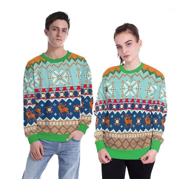 

men's sweaters funny novelty elk animal print ugly christmas holiday festival pullovers casual couples jumper hoodie clothes, White;black