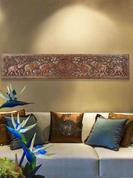 

decorative objects & figurines hollow elephant decoration lintel southeast asia wood carving living room tv background wall hanging and