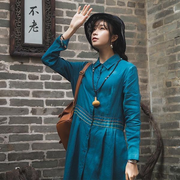 

women's knits & tees 1336 literary linen cardigan embroidery travel dress slim fitting cotton windbreaker coat spring and autumn, White