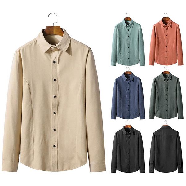 

men's casual shirts fashion oxford solid color business formal slim long sleeve, White;black