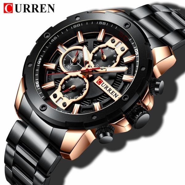 

wristwatches curren watch men fashion chronograph sport quartz clock mens watches waterproof casual relogio masculino, Slivery;brown