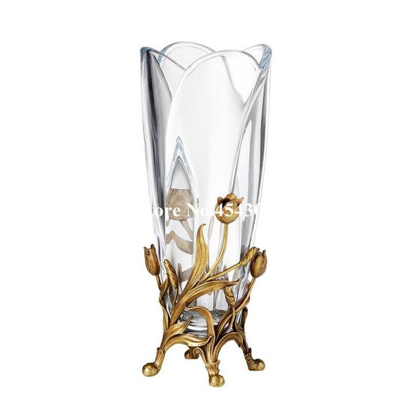 

vases european style living room glass inlaid copper vase modern home decoration
