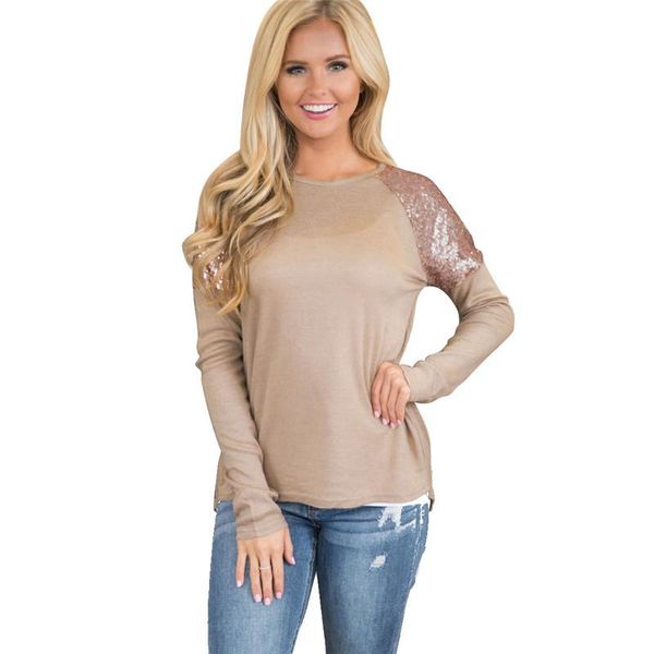 

sequined shirt women 2021 fashion patchwork blouse long sleeve female casual loose shirts cotton o-neck solid blusas women's blouses, White