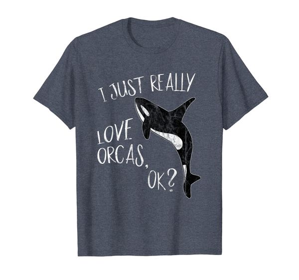 

i just really love orcas, ok cute killer whale lover shirt, White;black