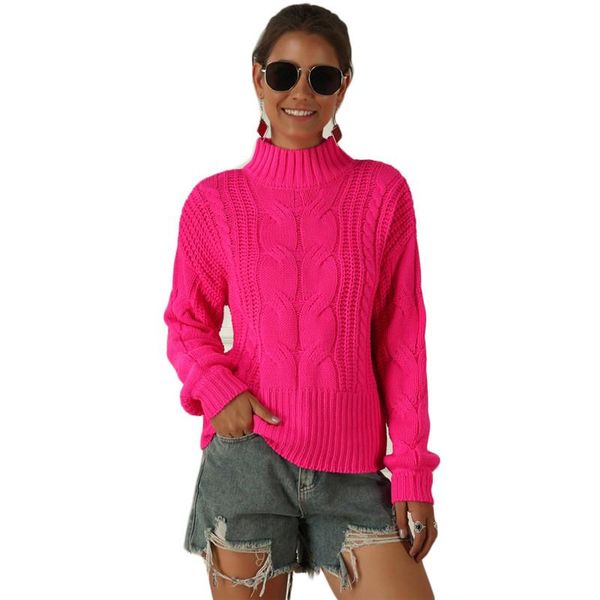 

women's sweaters sweater women loose turtleneck 2021 autumn winter fashion pink long sleeve pullover bottoming knitted feminina hj040, White;black