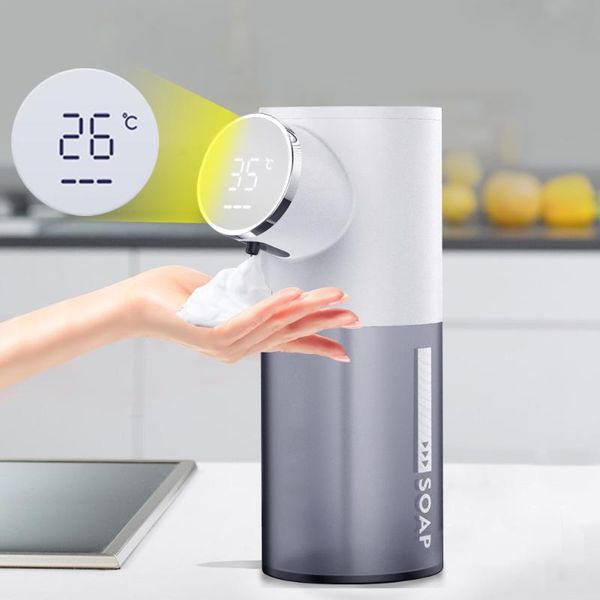 

liquid soap dispenser automatic foam with temperature lcd display rechargeable touchless pump hand sanitizer for bathroom kitchen