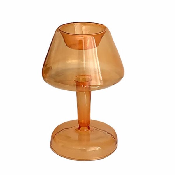 

1pc table lamp shaped glass candlestick decorative candlestick (random color)