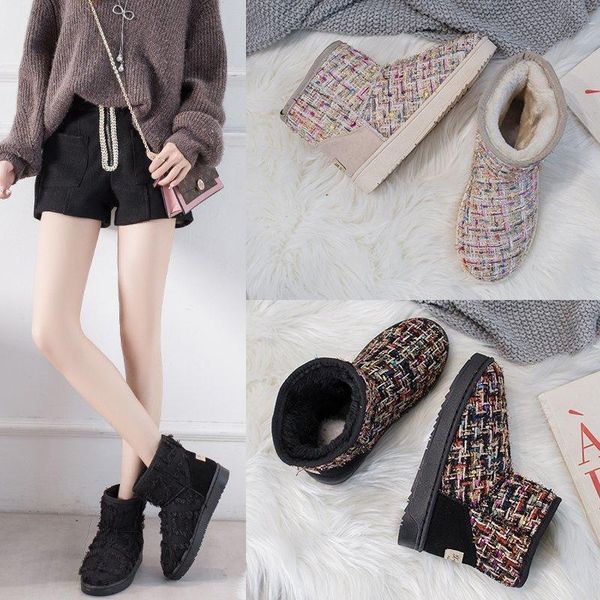 

boots 2021 winter snow small fragrant wind women's one-step thickening and velvet cute japanese short-tube cotton shoes, Black