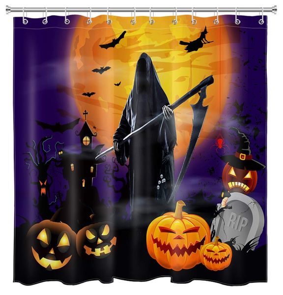 

halloween ghost grim reaper shower curtains for bathroom haunted castle witch pumpkin horror moon night graveyard shower curtain