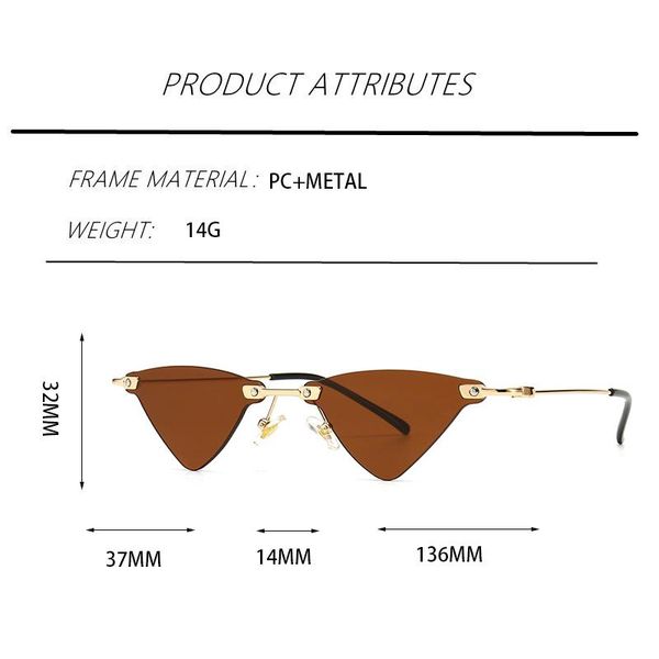 

sunglasses super light triangle rimless women gold line border retro simplicity sun glasses for ladies brand design eyewearuv400, White;black