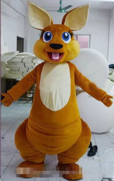 Costume della mascotte del canguro sveglio di Halloween Alta qualità Personalizza Personaggio dei cartoni animati di peluche Anime a tema Costume da carnevale di Natale per adulti