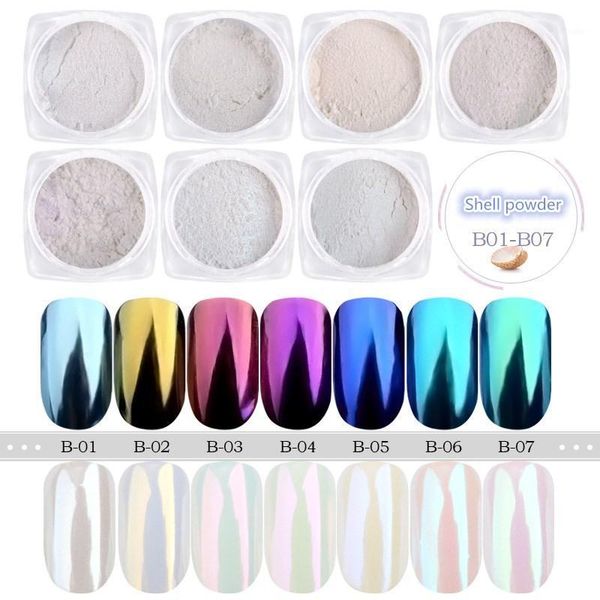 

1g/box pearl shell chameleon mirror nail powder glitters art chrome pigment dust manicure decoration1, Silver;gold