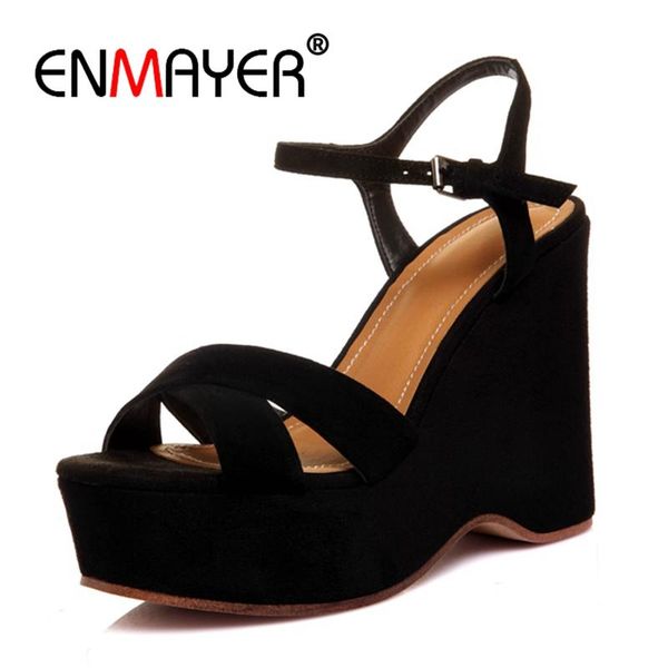 

kid suede woman sandals 2021 summer zapatos de mujer open toe heels high heel size 34-40 zyl2533, Black
