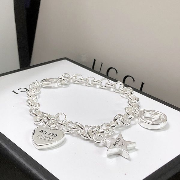 

design jewelry new style sterling silver double bracelet korean version net red fashion five pointed star love bracelet presents to friends, Black