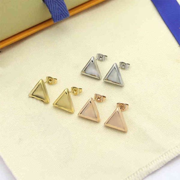 

high-quality titanium charm steel v-head earrings female simple atmosphere fashion personality wild wedding engagement jewelry, Golden