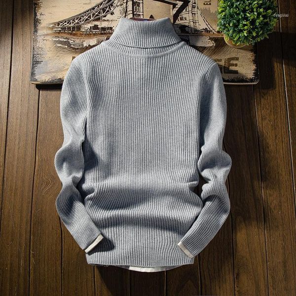 

causual men causal sweater autumn winter turtleneck wool solid color casual knitted pullover men1, White;black