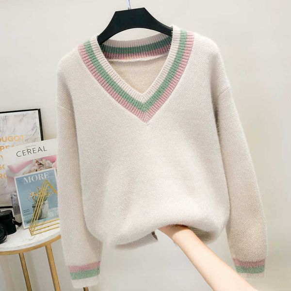 

women's sweaters wind student knitted bottoming femal striped color matching f15 sweet long-sleeved v-neck pullover women spring t, White;black