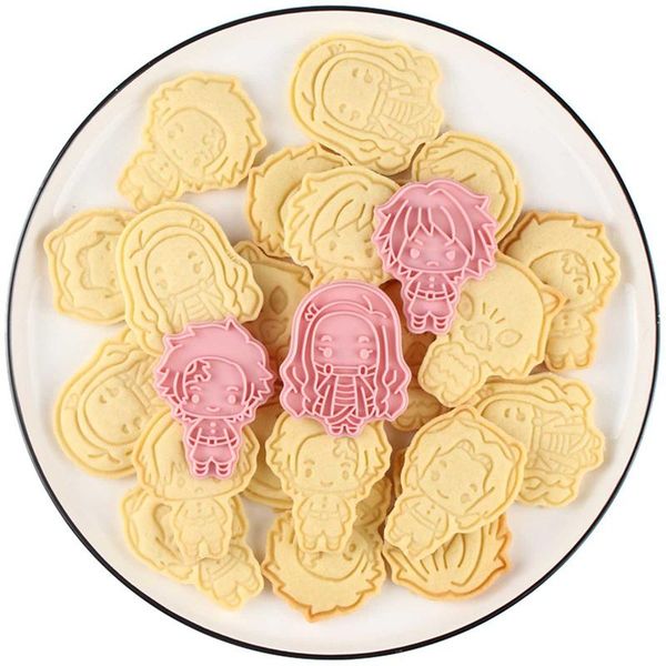 

baking moulds 6 pcs demon slayer biscuit mold 3d cartoon frosting cookie fondant plastic diy pressing mould home
