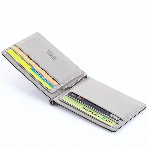 

card holders multifunctional fashion 6colors business men organization pu leather short wallets luxury simple style money clip, Brown;gray