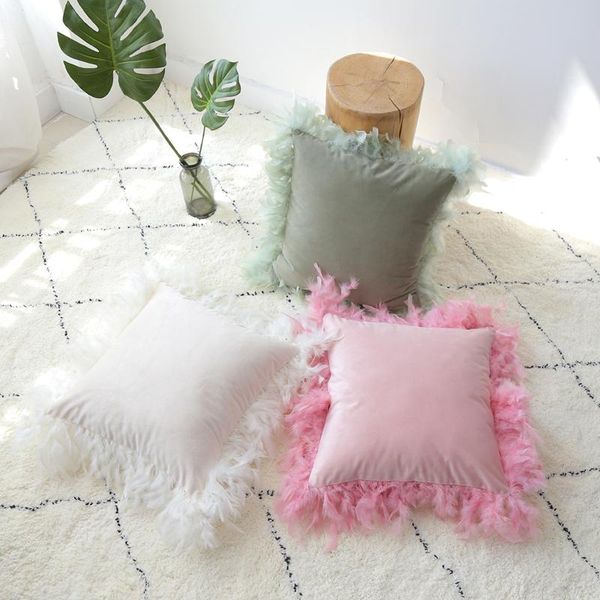 

nordic feather pillow cushion sofa floor princess pink girl home office pography props seat cushion/decorative