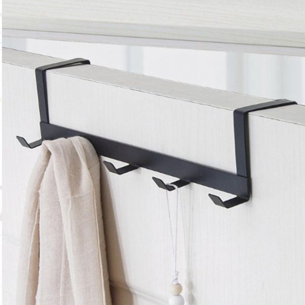 

hooks & rails 5 home bathroom organizer rack clothes coat hat towel over the door hanger good load-bearing wrought iron material -40