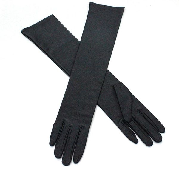

bridal gloves 1 pair 48cm womens elegant opera long satin lycra banquet wedding evening halloween fancy dress party costume blac, White