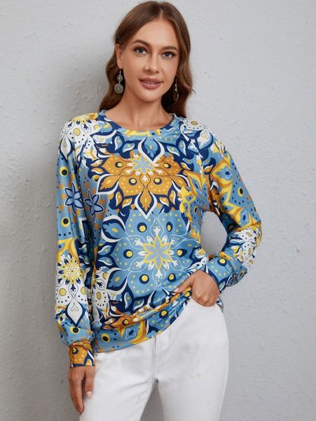 

emery rose floral print raglan sleeve sweatshirt k2cp#, White;black