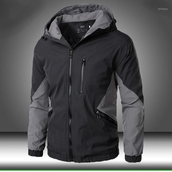 

men's jackets 2021 autumn winter hooded zipper jacket men streetwear bomber windbreaker mens sportswear coat slim fit pilot outwear, Black;brown