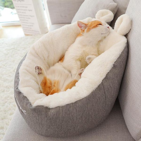 

cat beds & furniture cute soft ear nest pet winter warm mat cats bed dog