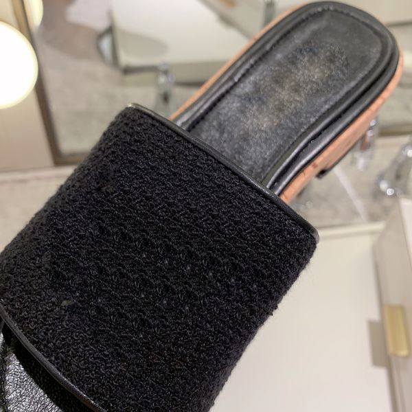 

lined with sheepskin flat designer woman wollen slippers lazy sandals luxury shoes, Black
