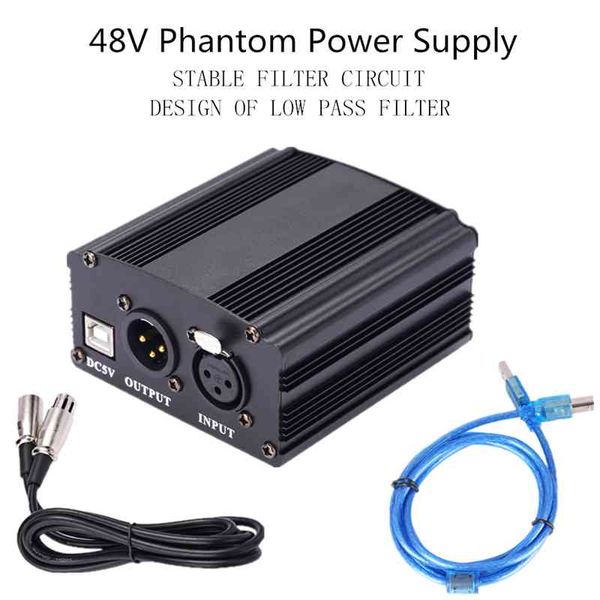 48V adaptador XLR Cable Microfone Estúdio Gravação Phantom Power BM 800 Condensador