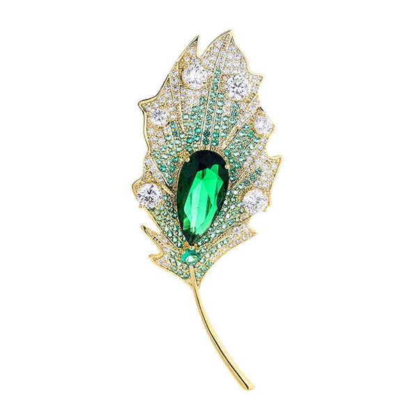 

brooch korean zircon leaf elegant atmosphere suit coat cheongsam accessories dinner, Gray