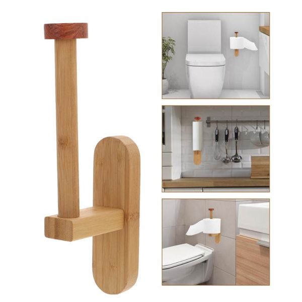 

toilet paper holders 1pc creative wood roll holder towel rack for bathroom (wood color)