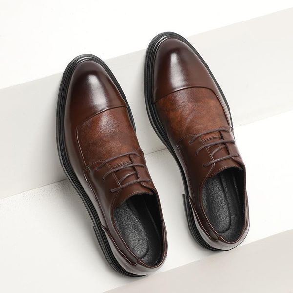 

dress shoes oxford mens formal business lace-up full grain leather minimalist for men, Black