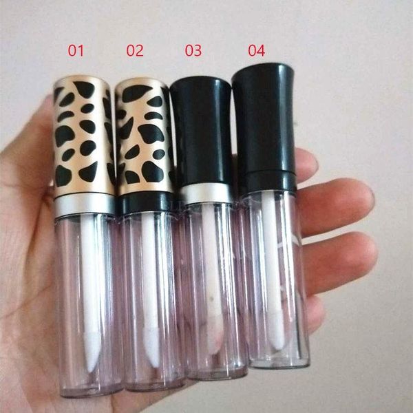 

storage bottles & jars 100pcs 5ml plastic clear lip gloss tube empty container with black/leopard print lid,round lipgloss refillable