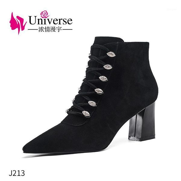 

boots universe j213 test ladies geniune leather pionted toe high heel ankle women1, Black