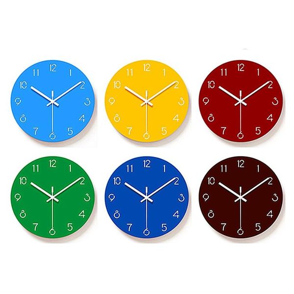

wall clocks 12 inch creative modern silent movement acrylic pure color home decor