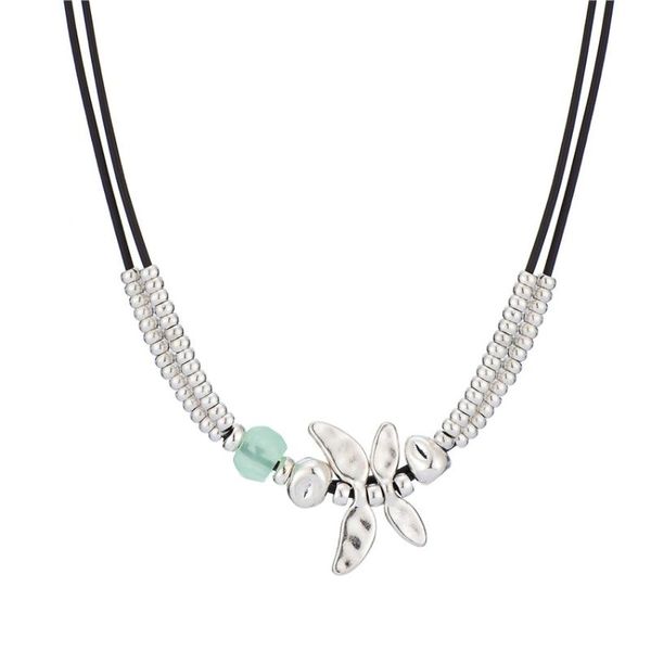 

sandrine vintage retro fashion jewelry sale genuine leather beads charm dragonfly choker necklace drop christmas gift chokers, Golden;silver