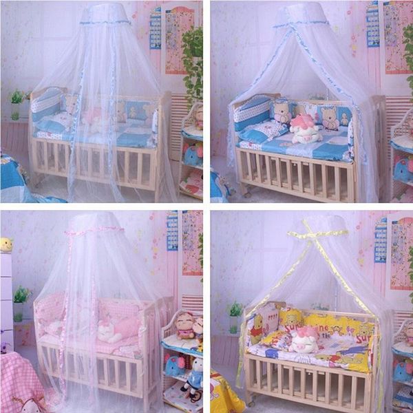 

new round mesh dome bed canopy netting princess mosquito net with lace trim for babies 1.7m*4.2m