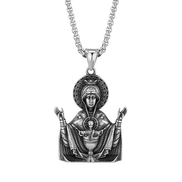 

chains christian virgin mary necklace stainless steel, Silver