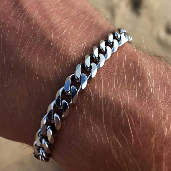 

men's titanium steel bracelet six side grinding cuba bracelet simple personality hand jewelry trendy earth cool, Golden;silver