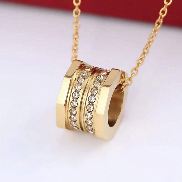 Colares de amor clássico Big Ring Pingente Diamond Diamond Fashion Moda Womens Mens Gold Silver Torque com Caixa Vermelha 2024