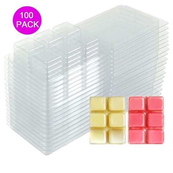 

craft tools 100pcs plastic candle mold diy soap making environment friendly healthy and tasteless 6 cavity clear cube tray forms for candles