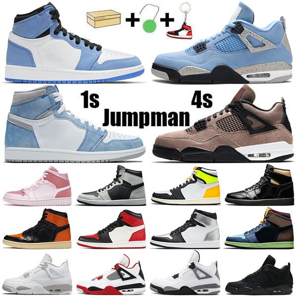 

new arrival hyper royal 1s mens basketball shoes jumpman 1 university blue taupe haze 4s fire red black cat womens trainers sports sneakers