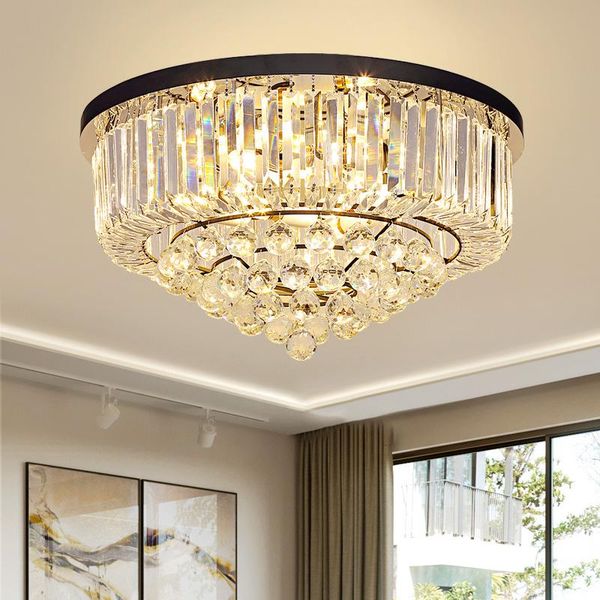 

postmodern led ceiling lamp luxury crystal black round chandelier decoration for bedroom living dining room indoor fixtures lights