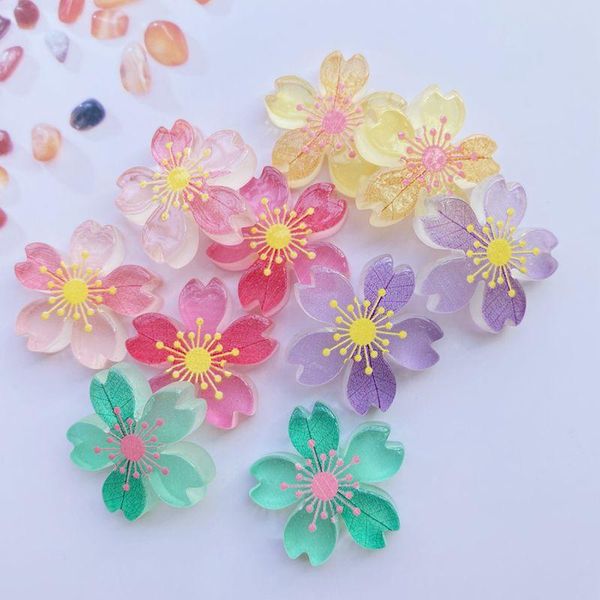 

decorative objects & figurines 10/20 piece resin kawaii color flower series flat back convex circular scrapbook diy embellishment accessorie