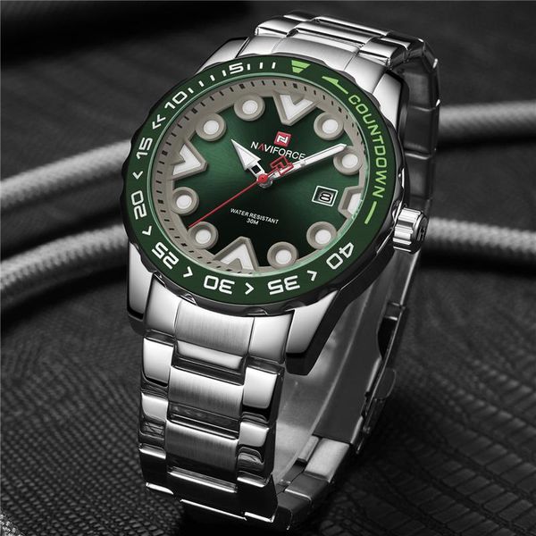

wristwatches naviforce watch men's steel strap mens quartz clock date sport waterproof wrist watches relogio masculino, Slivery;brown