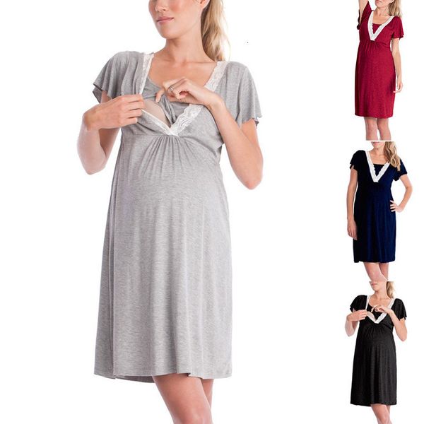 

maternity dress nursing nightgowns breastfeeding t-shirt es maternity pajamas pregnant women nightwear for breast feeding, White
